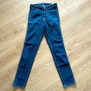 NWOT H&M Dark Wash Bootcut Ankle Skinny Jeans 27” High Rise Cotton Blend